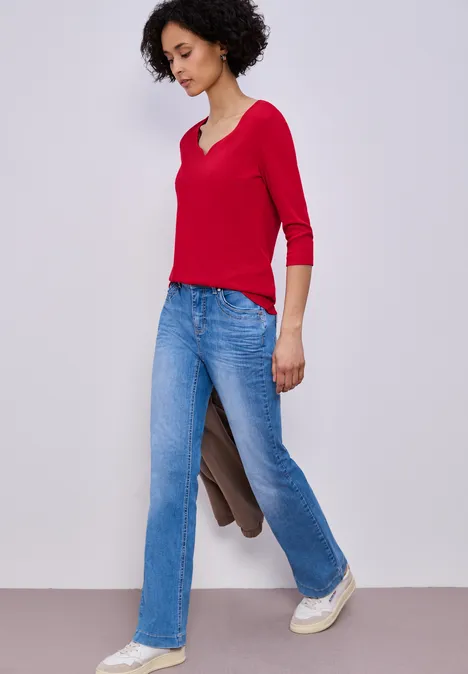 Shirt met hartvormige halslijn salsa red