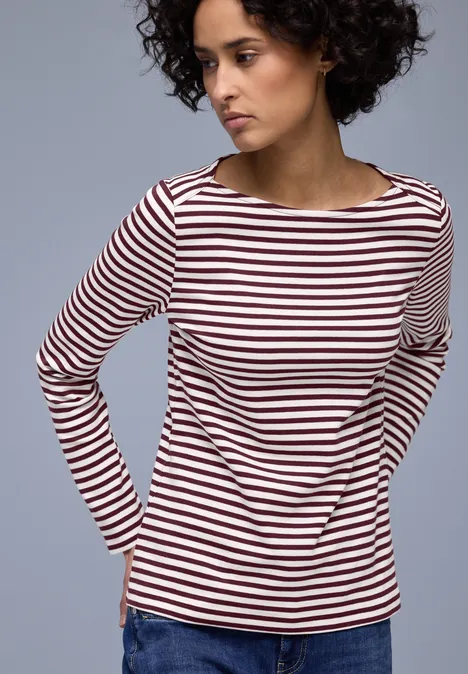 Gestreept shirt truffle red