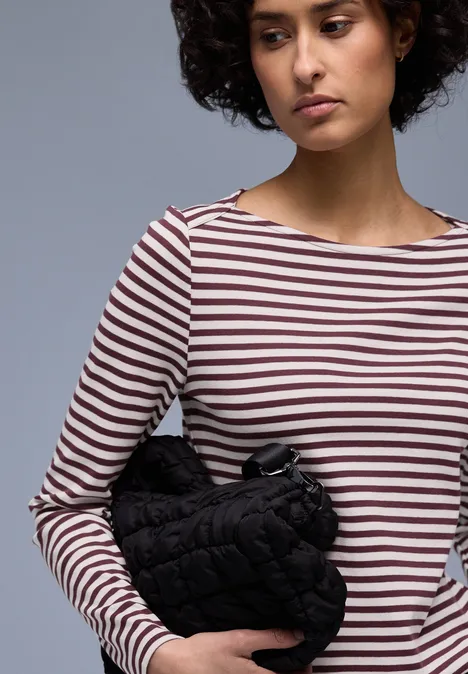 Gestreept shirt truffle red