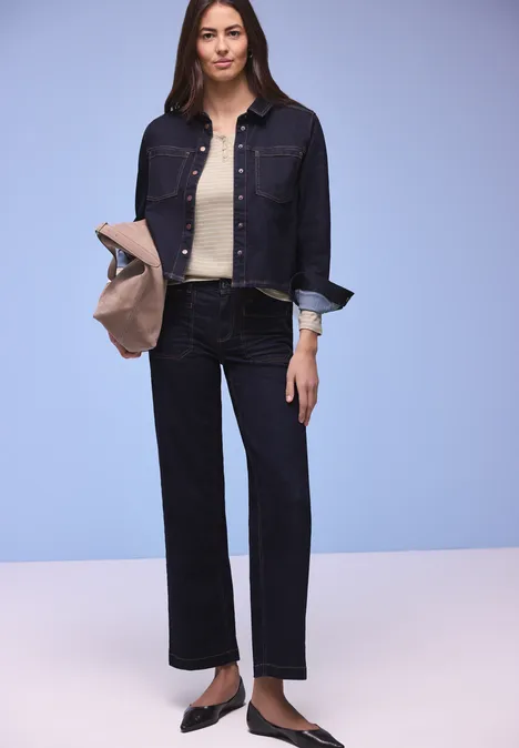 Gestreiftes Shirt cotton beige