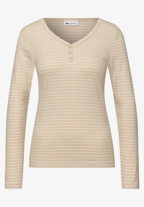 Gestreiftes Shirt cotton beige