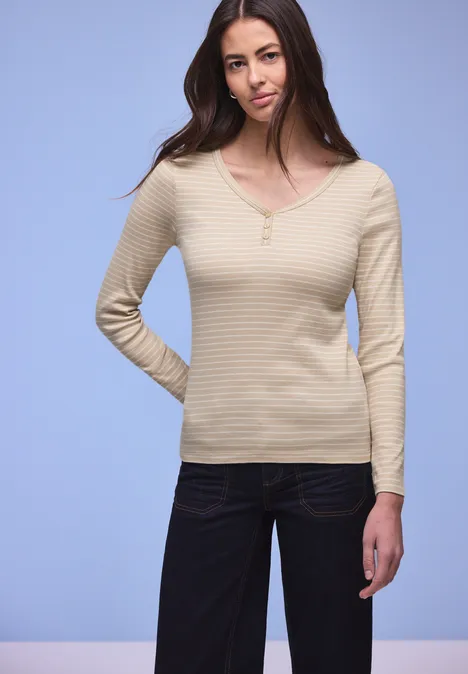 Gestreiftes Shirt cotton beige