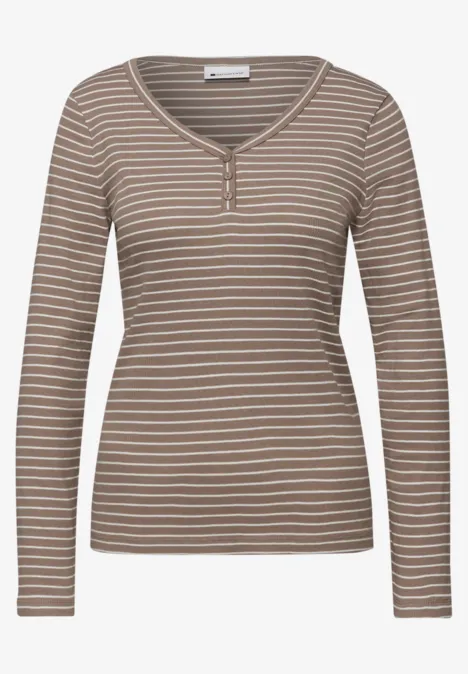 Gestreept shirt light terra mocha