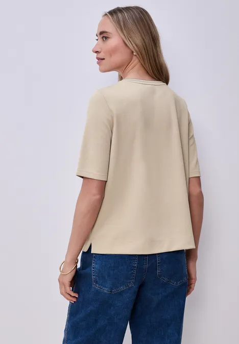 T-shirt avec détail contrasté cotton beige