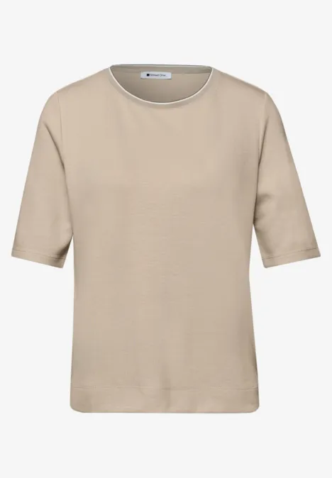 T-shirt avec détail contrasté cotton beige
