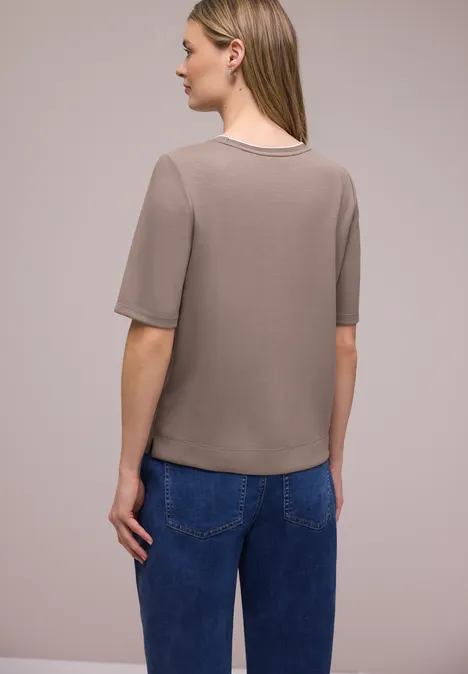 T-Shirt mit Kontrastdetail light terra mocha T-Shirt mit Kontrastdetail light terra mocha