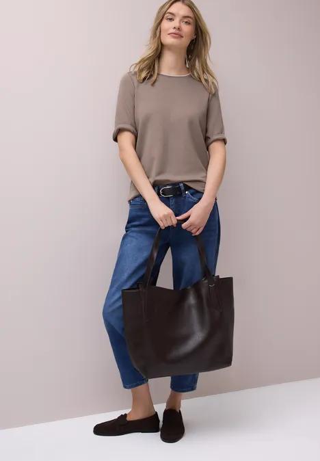 T-Shirt mit Kontrastdetail light terra mocha T-Shirt mit Kontrastdetail light terra mocha