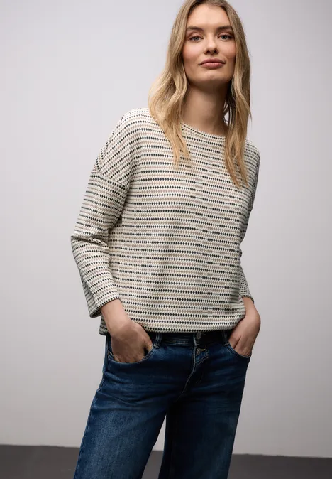 Gestreiftes Shirt off white