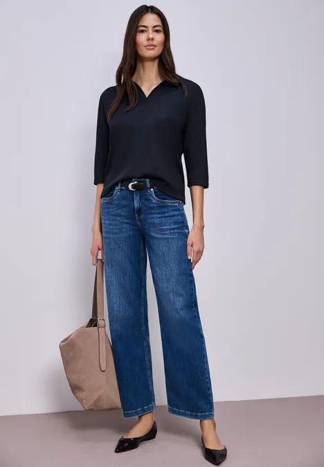 Shirt in Unifarbe shadowed navy