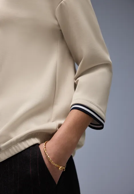 T-shirt avec détails contrastés cotton beige