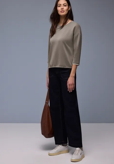 Shirt met zijdeachtige look en details light terra mocha