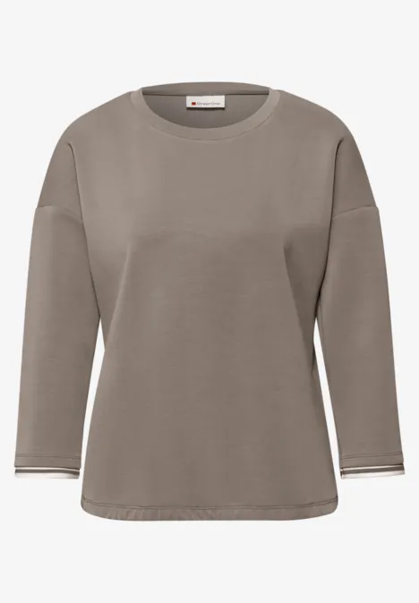 Shirt met zijdeachtige look en details light terra mocha