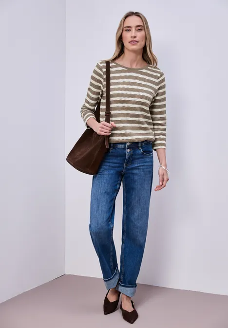 Gestreept shirt light terra mocha