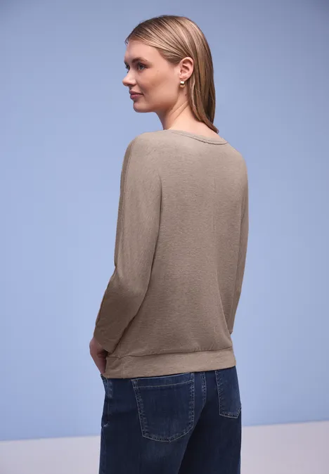 Shirt met gemêleerde look light terra mocha mel.