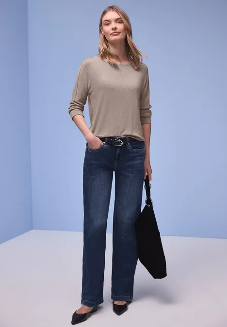 Shirt met gemêleerde look light terra mocha mel.