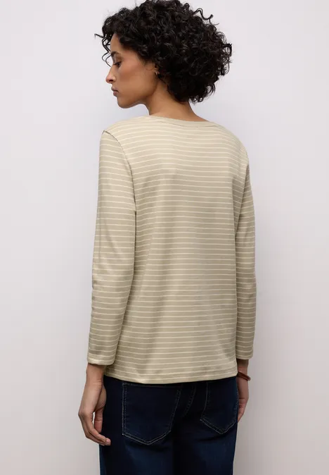 Gestreept shirt cotton beige