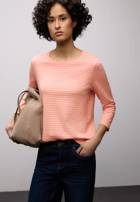Gestreept shirt light apricot