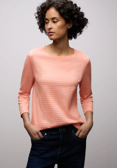 Gestreept shirt light apricot