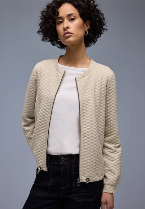 Zipper Jacke mit Struktur cotton beige Zipper Jacke mit Struktur cotton beige