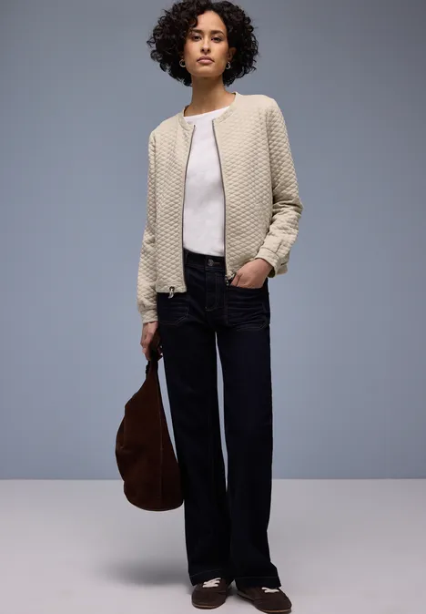 Zipper Jacke mit Struktur cotton beige Zipper Jacke mit Struktur cotton beige