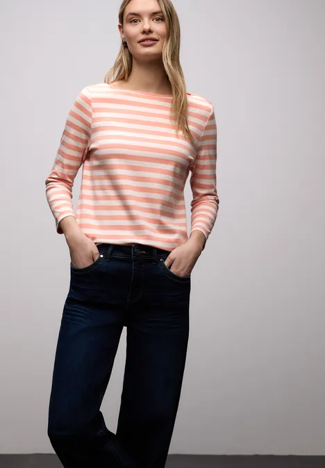 Bluzka w paski light apricot