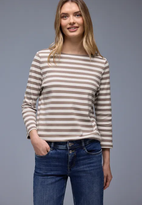 Gestreept shirt light terra mocha