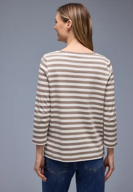 Gestreept shirt light terra mocha