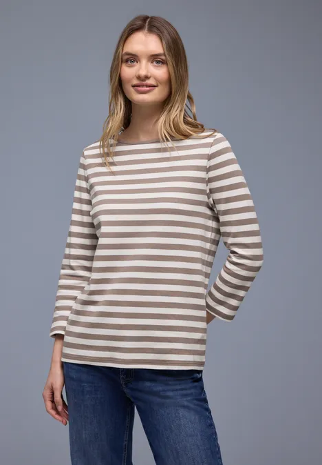 Gestreept shirt light terra mocha