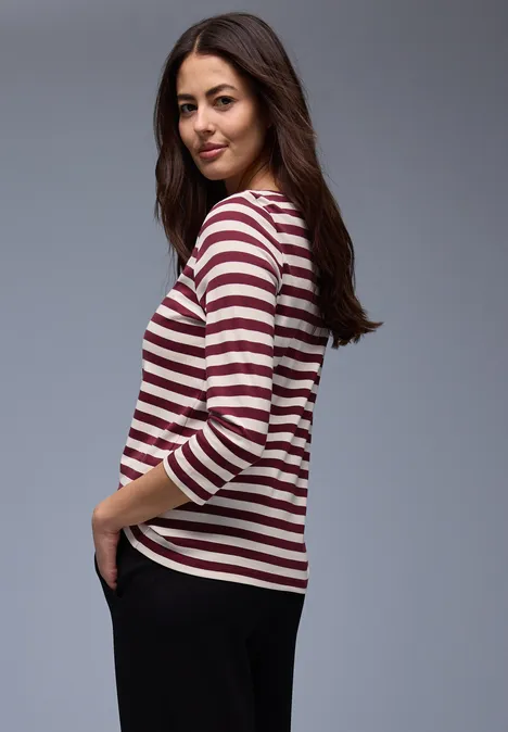 T-shirt à rayures truffle red