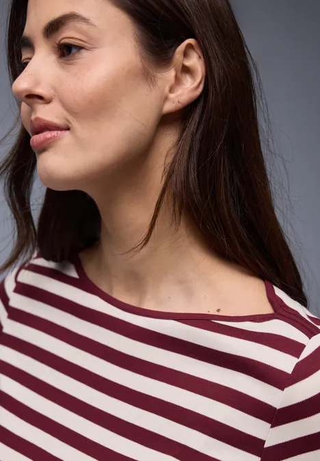 T-shirt à rayures truffle red