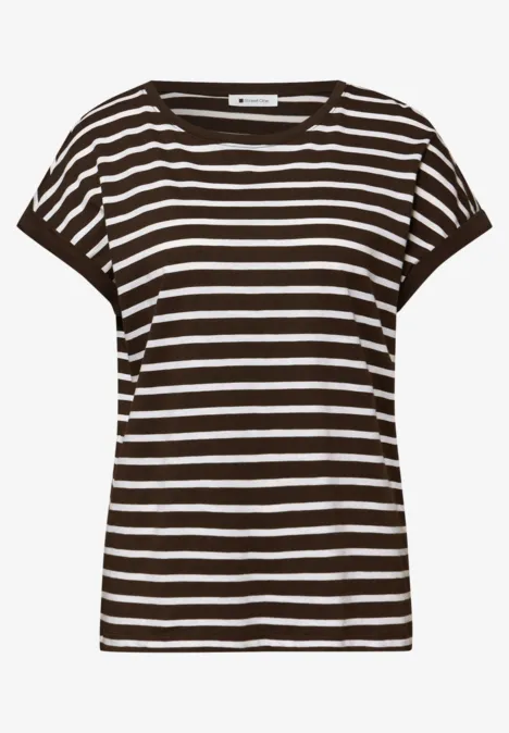 Chemise à rayures dropped shoulder espresso brown