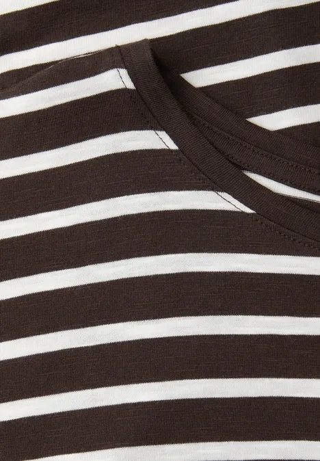 Chemise à rayures dropped shoulder espresso brown