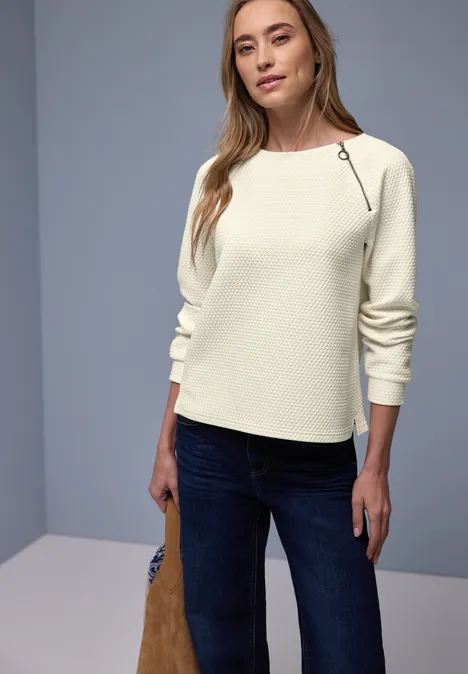 Shirt mit Zipper soft beige