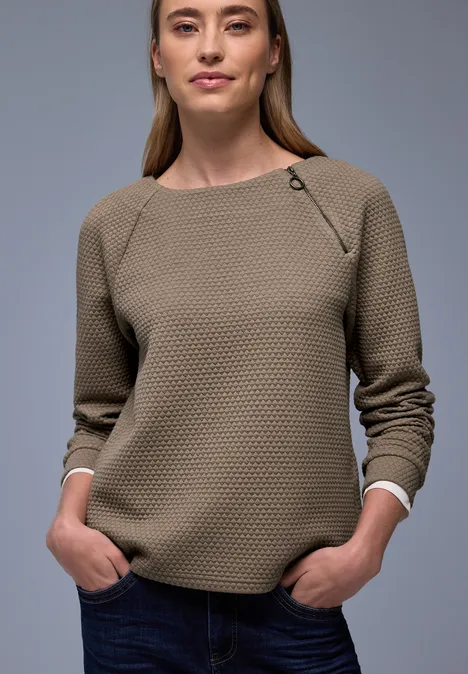 Shirt mit Zipper light terra mocha