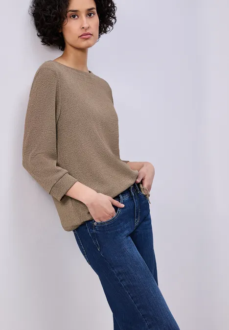 Shirt in Unifarbe light terra mocha