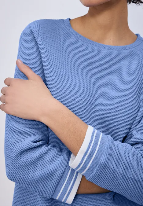 Strukturshirt mit Details bonnet blue