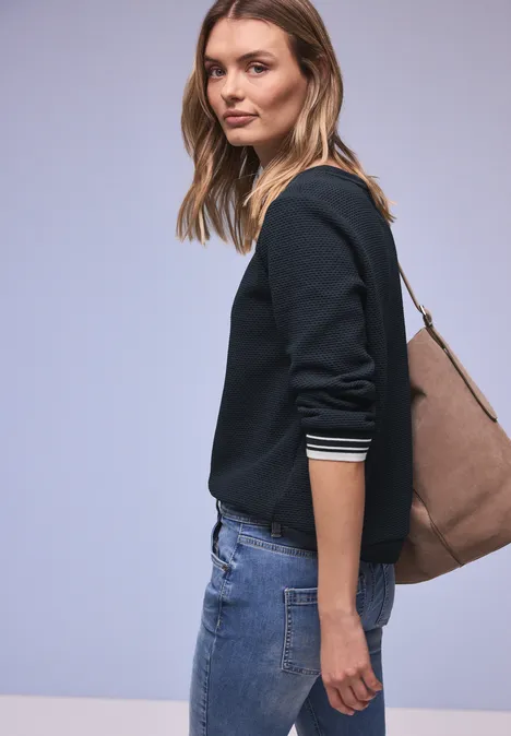 Strukturshirt mit Details shadowed navy