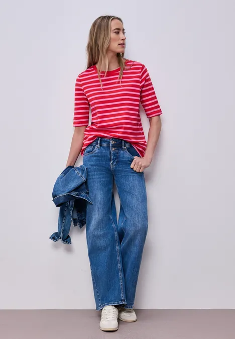 T-shirt à rayures ibis rose