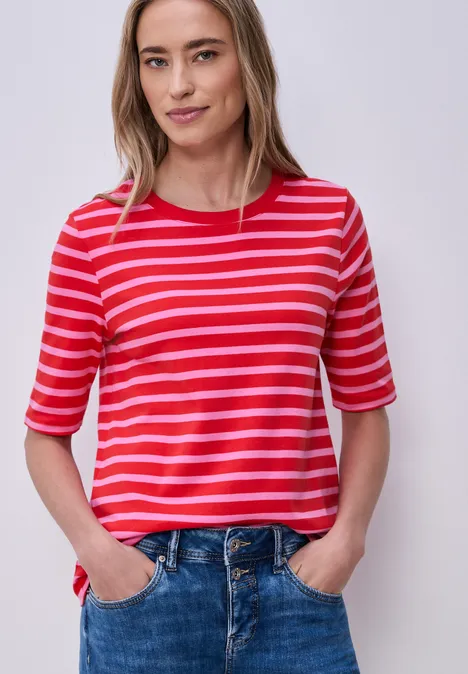 T-shirt à rayures ibis rose