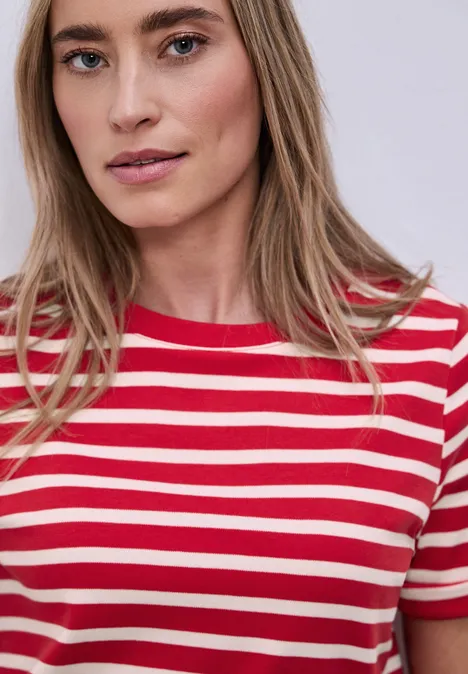 T-shirt à rayures salsa red