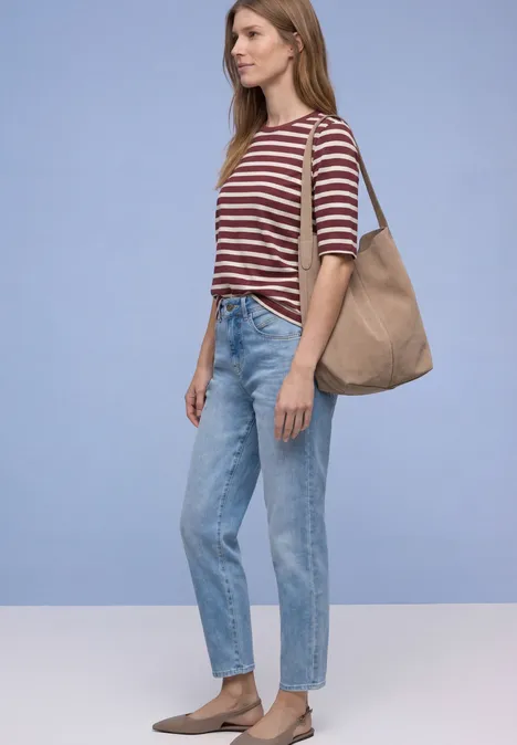 T-shirt à rayures truffle red