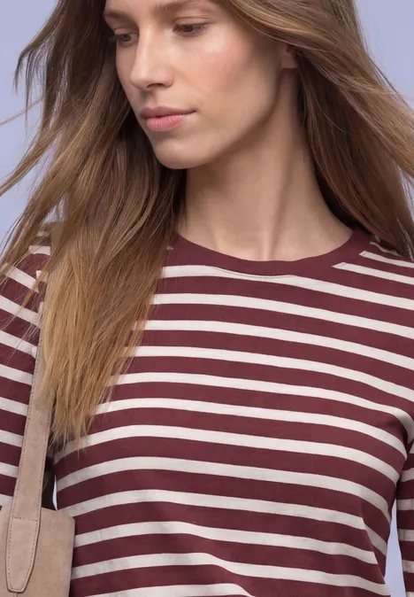 T-shirt à rayures truffle red