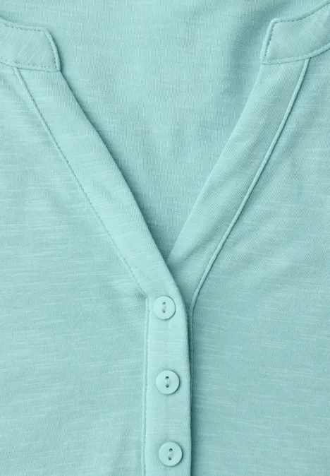 3/4-Arm Shirt mit Split Neck und Knöpfen misty mint