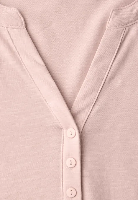3/4-Arm Shirt mit Split Neck und Knöpfen minimal rose