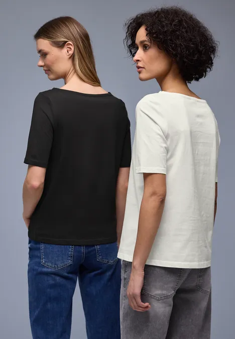 Basic Shirt in een 2-pack off white/black