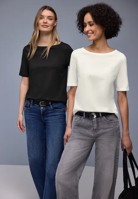 Basic Shirt in een 2-pack off white/black