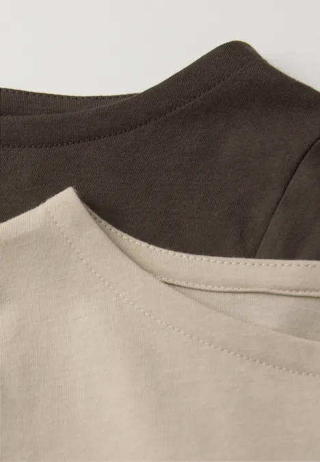 Basic Shirt in een 2-pack cotton beige/espresso brown