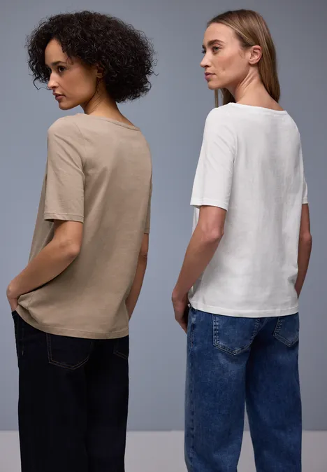 Basic Shirt in een 2-pack off white/light terra mocha
