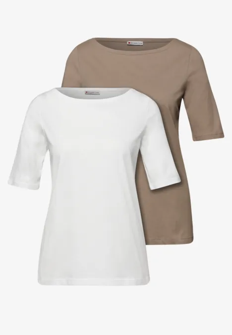 Basic Shirt in een 2-pack off white/light terra mocha