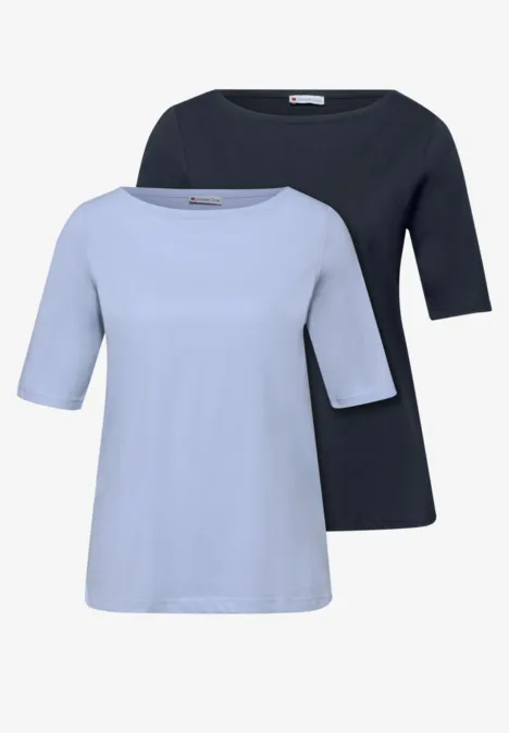 Basic Shirt in een 2-pack shadowed navy/cashmere blue